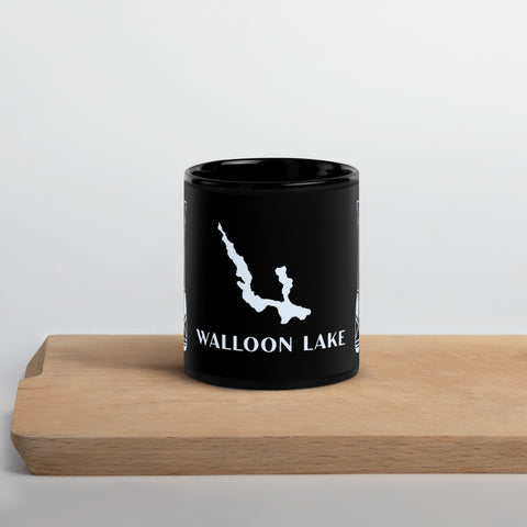 Walloon Lake Black Glossy Mug